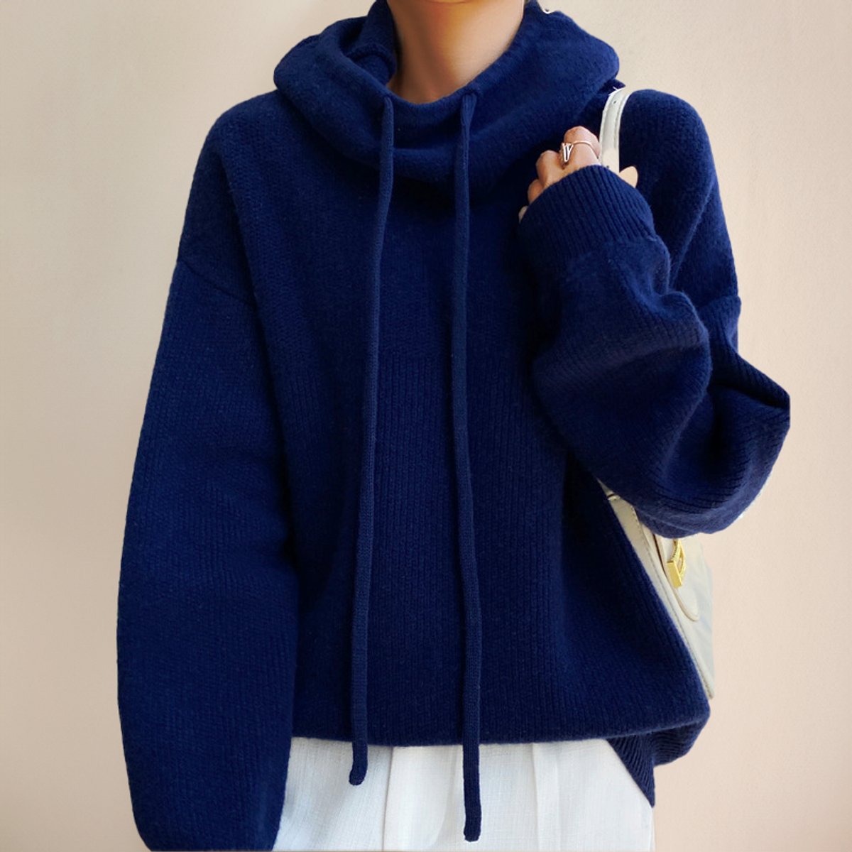 Women's Oversized Hooded Turtleneck Sweater Chunky Knit Pullover Casual Winter - Lolly 