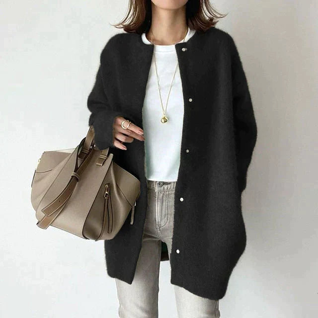 Women's Oversized Knit Cardigan Long Open Front Casual Winter Cozy Sweater - Lolly 