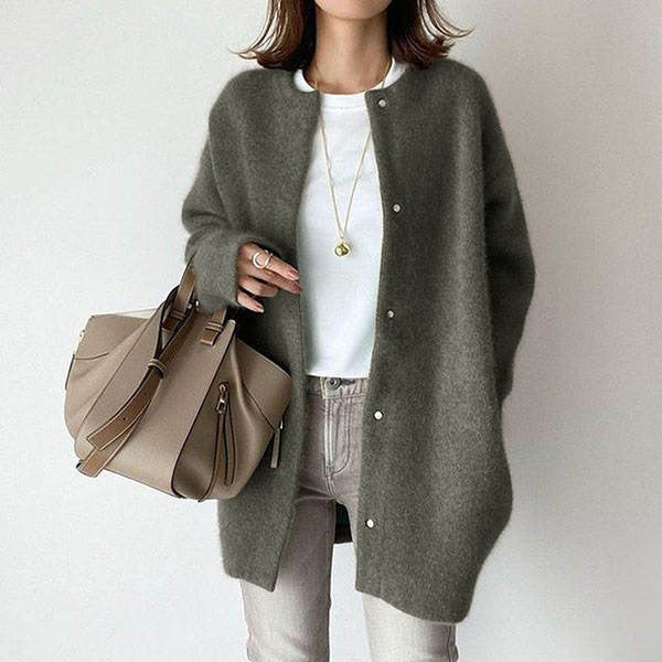 Women's Oversized Knit Cardigan Long Open Front Casual Winter Cozy Sweater - Lolly 