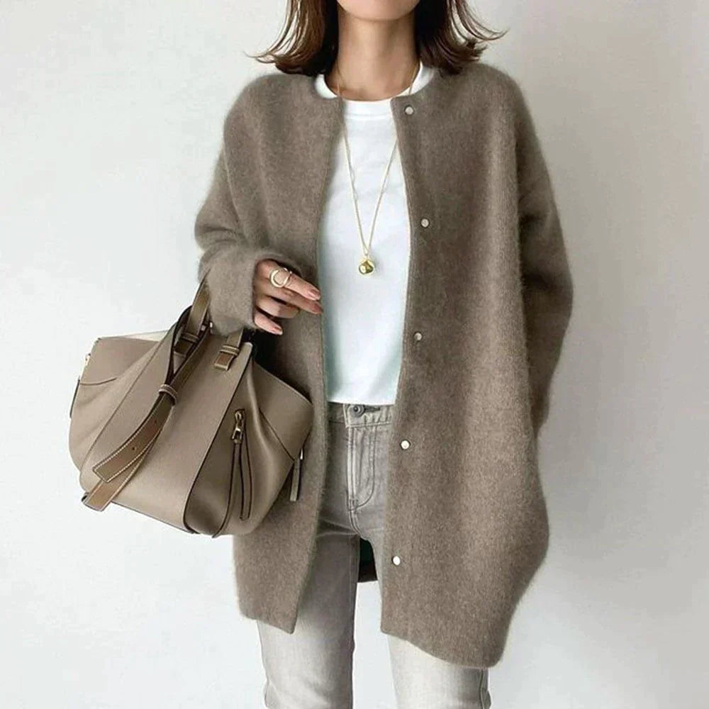 Women's Oversized Knit Cardigan Long Open Front Casual Winter Cozy Sweater - Lolly 