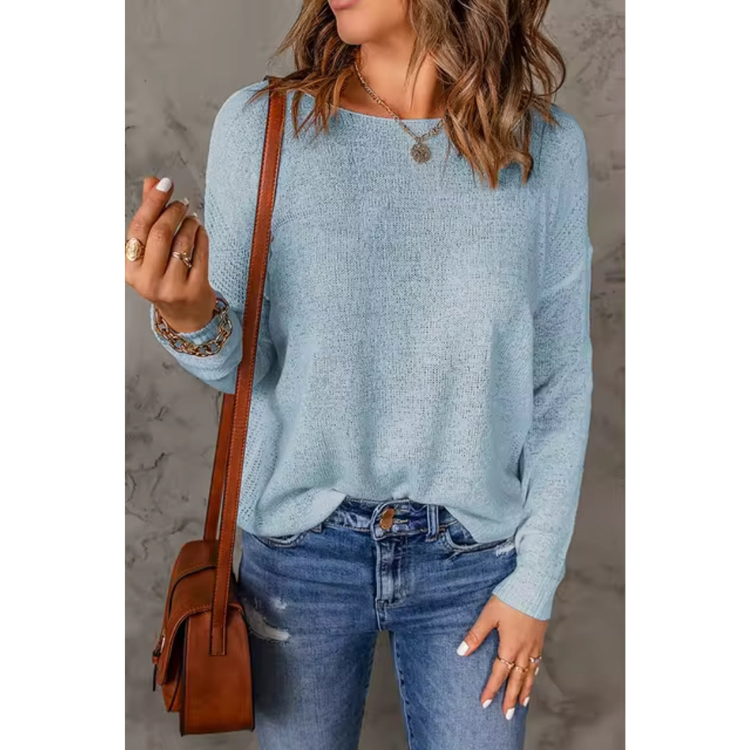 Women's Oversized Knit Pullover Sweater Casual Long Sleeve Crew Neck - Lolly 