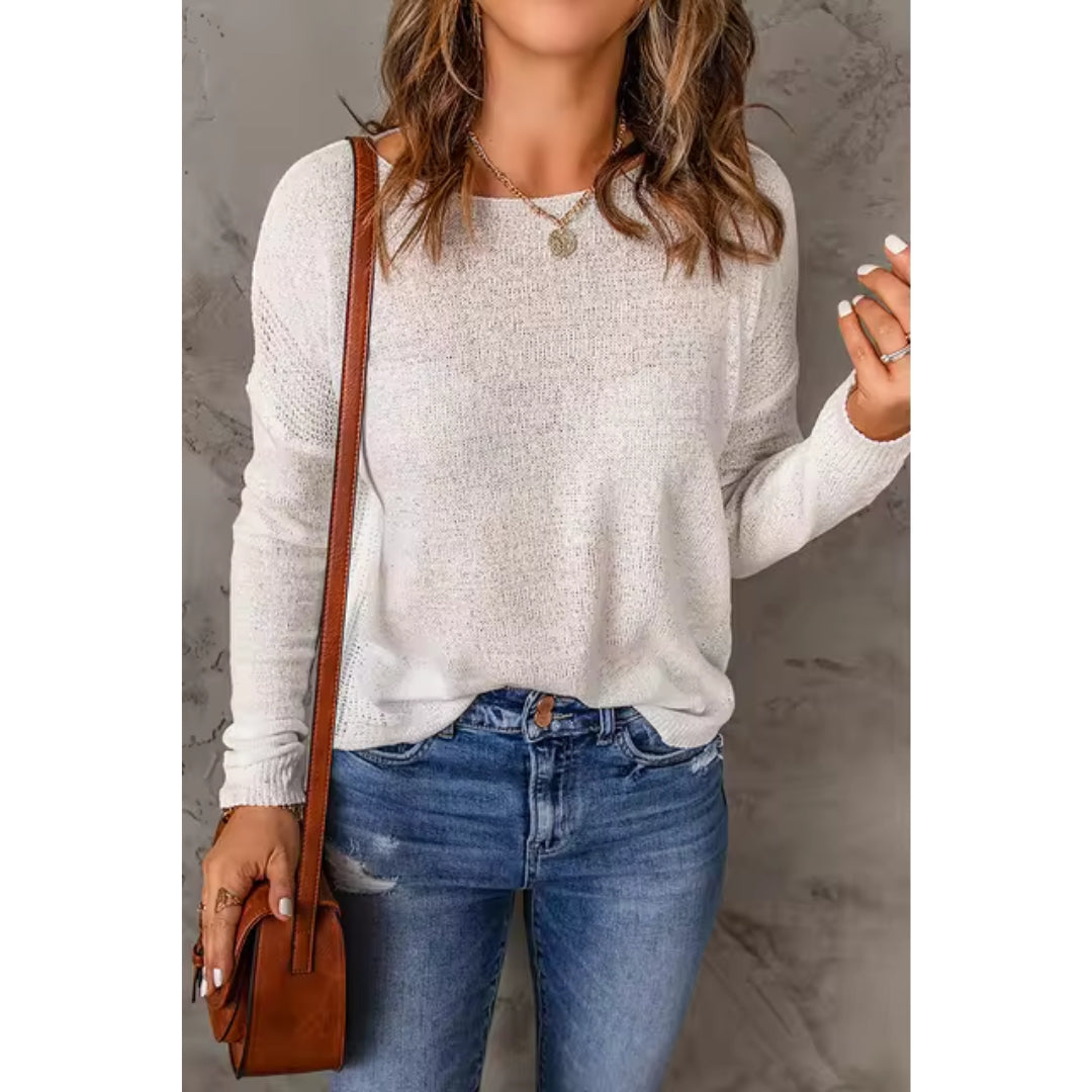 Women's Oversized Knit Pullover Sweater Casual Long Sleeve Crew Neck - Lolly 