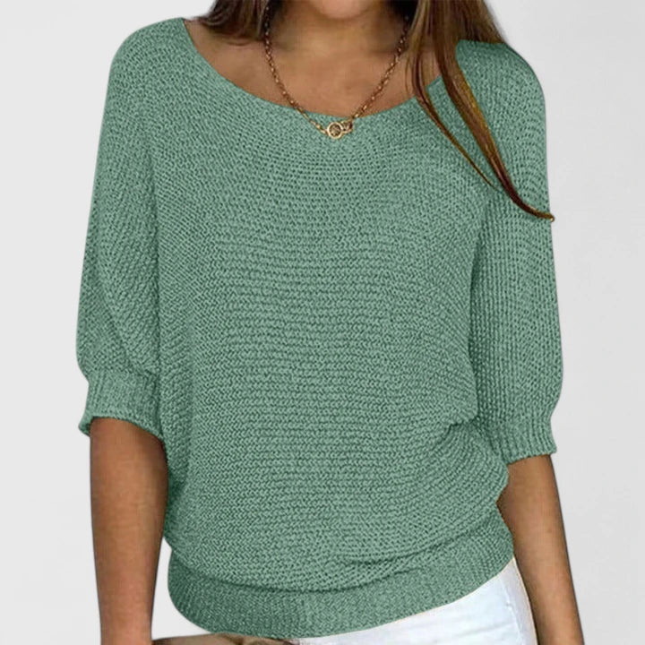Women's Oversized Knit Sweater Batwing Sleeve Casual Pullover - Lolly 