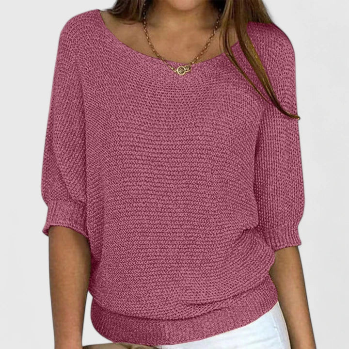Women's Oversized Knit Sweater Batwing Sleeve Casual Pullover - Lolly 