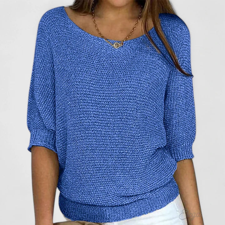 Women's Oversized Knit Sweater Batwing Sleeve Casual Pullover - Lolly 