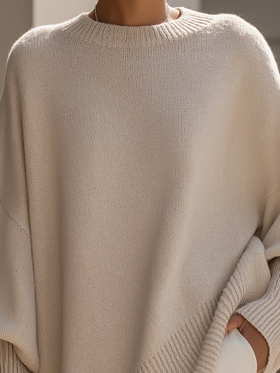 Women's Oversized Knit Sweater Batwing Sleeve Pullover Casual Winter - Lolly 