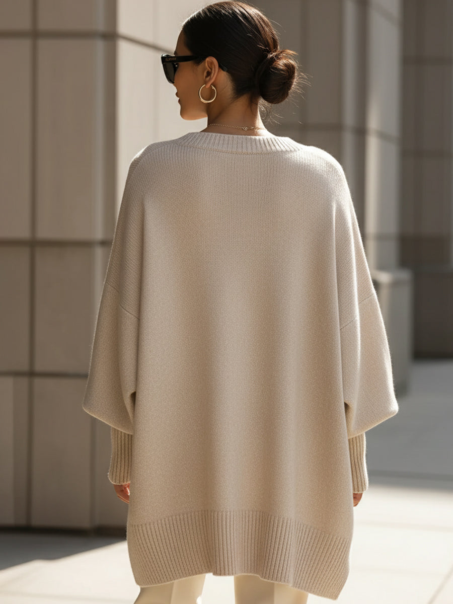 Women's Oversized Knit Sweater Batwing Sleeve Pullover Casual Winter - Lolly 