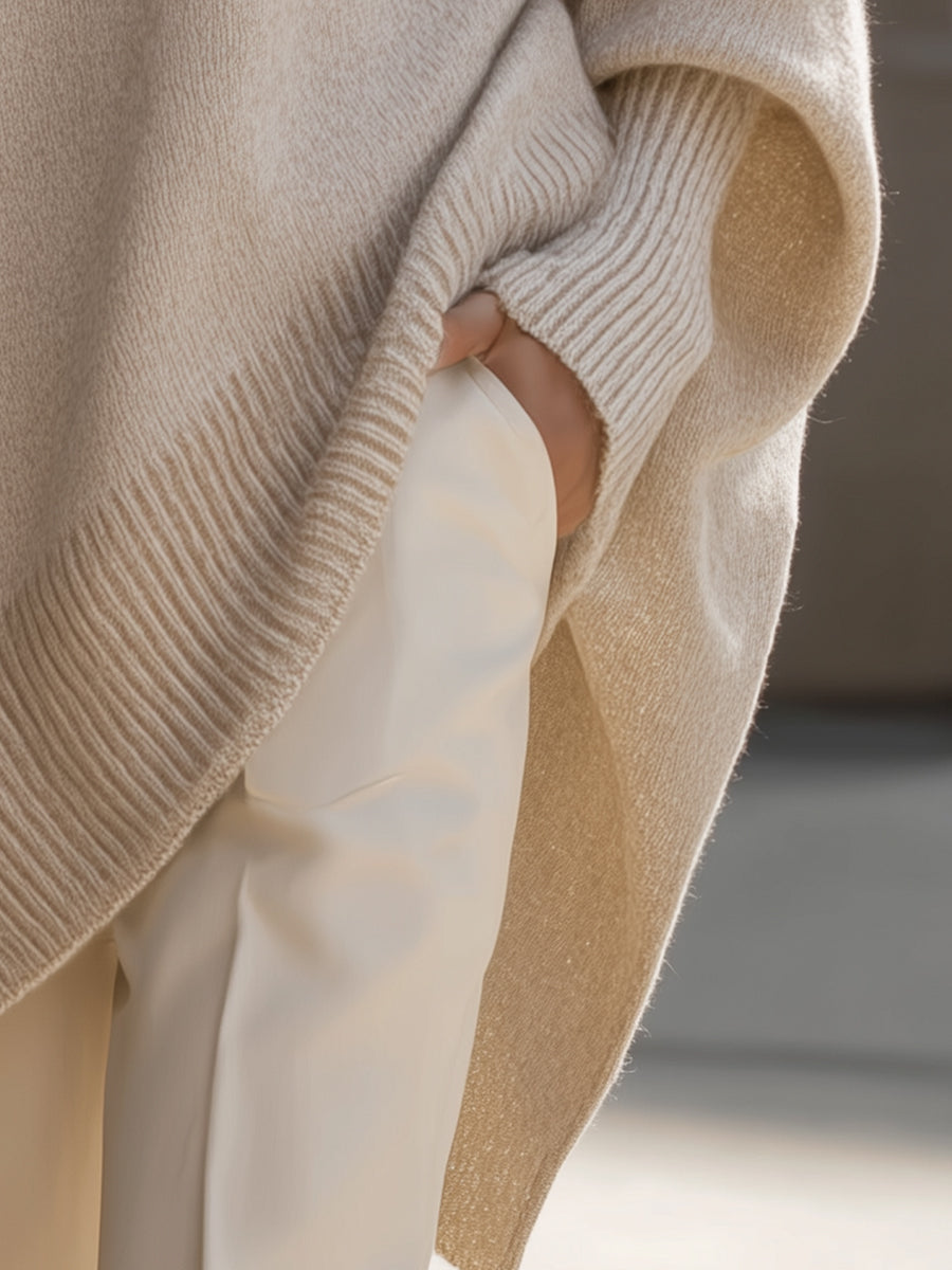 Women's Oversized Knit Sweater Batwing Sleeve Pullover Casual Winter - Lolly 