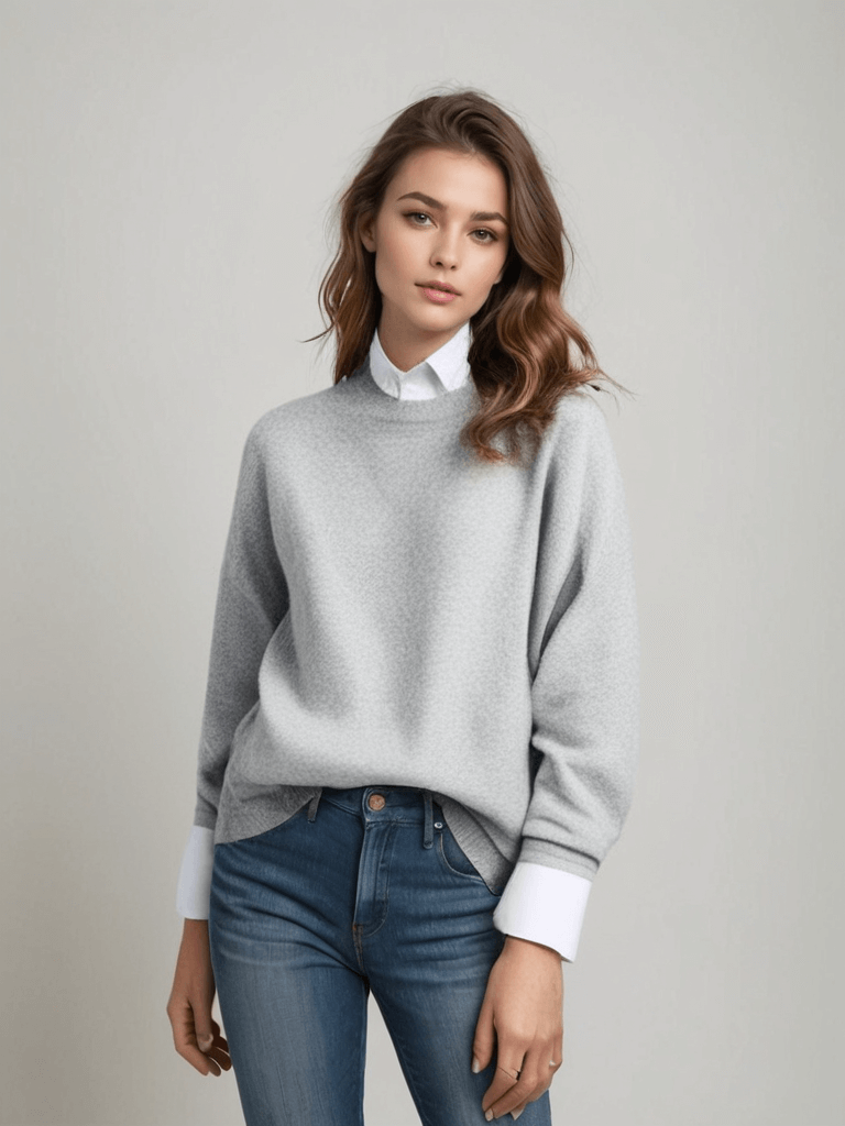Women's Oversized Knit Sweater Crew Neck Pullover Casual Winter - Lolly 