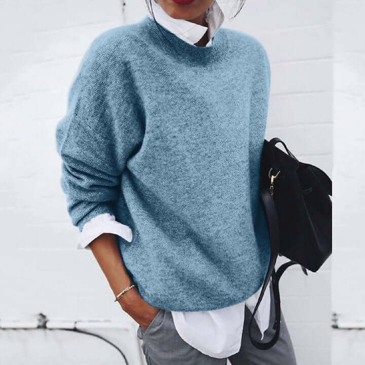 Women's Oversized Knit Sweater Crew Neck Pullover Casual Winter - Lolly 