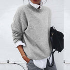 Women's Oversized Knit Sweater Crew Neck Pullover Casual Winter - Lolly 