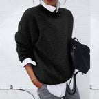 Women's Oversized Knit Sweater Crew Neck Pullover Casual Winter - Lolly 