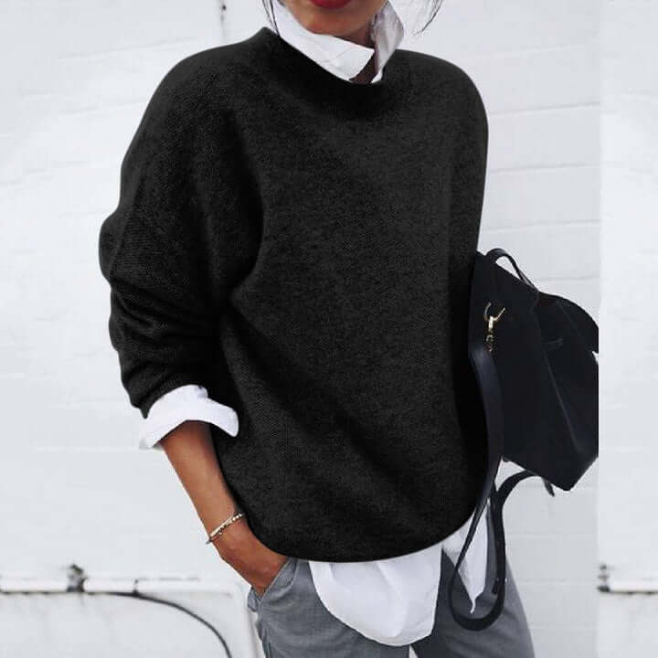 Women's Oversized Knit Sweater Crew Neck Pullover Casual Winter - Lolly 