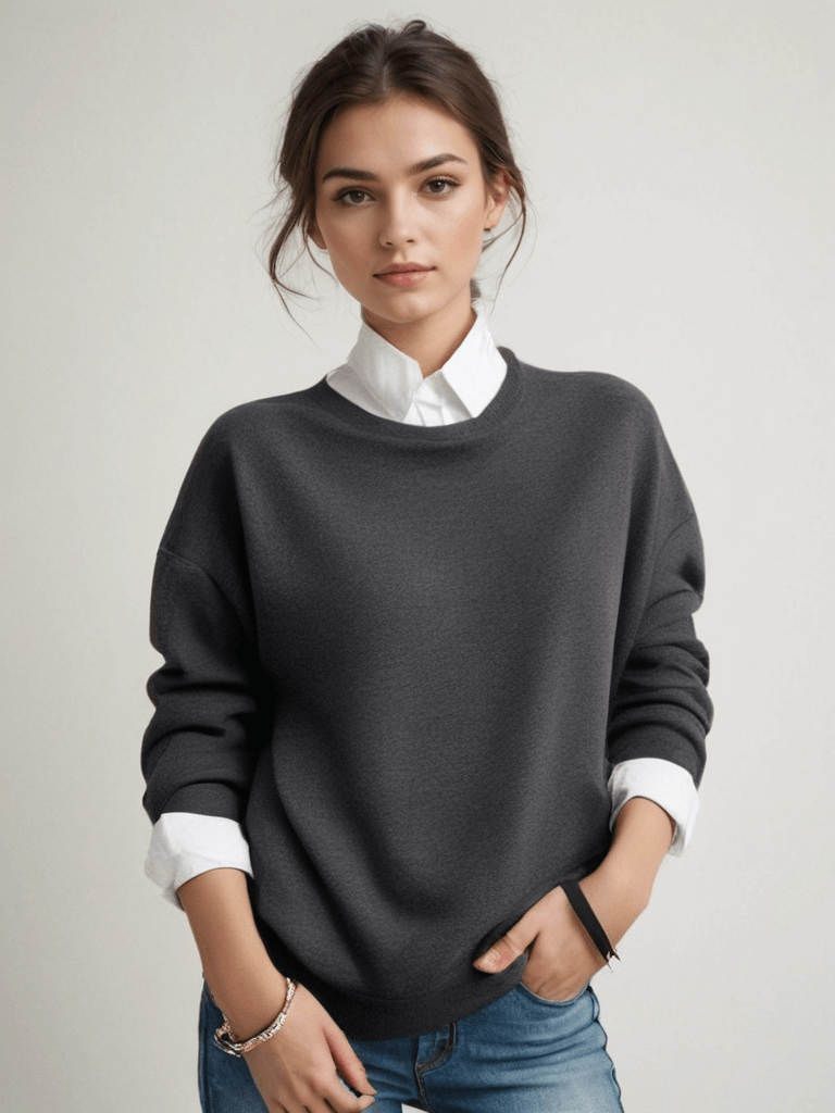 Women's Oversized Knit Sweater Crew Neck Pullover Casual Winter - Lolly 