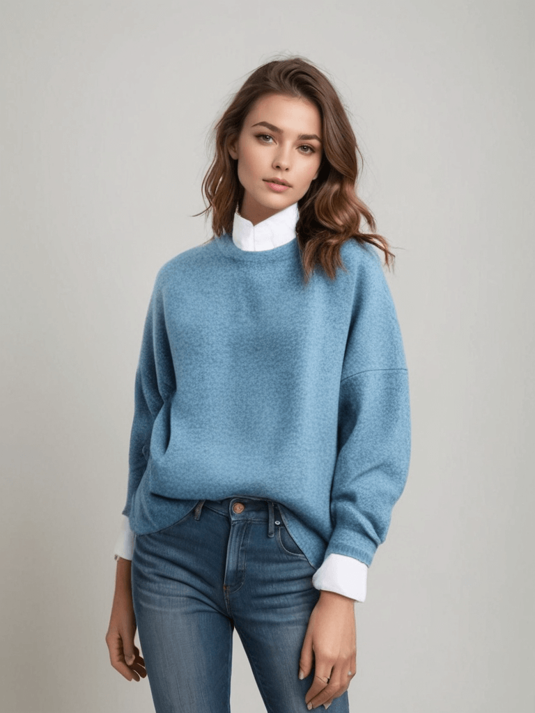 Women's Oversized Knit Sweater Crew Neck Pullover Casual Winter - Lolly 