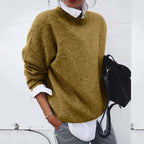 Women's Oversized Knit Sweater Crew Neck Pullover Casual Winter - Lolly 