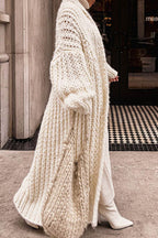 Women's Oversized Open-Front Chunky Knit Longline Cardigan Winter Layering - Lolly 