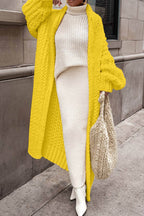 Women's Oversized Open-Front Chunky Knit Longline Cardigan Winter Layering - Lolly 