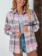 Women's Oversized Plaid Flannel Shirt Open-Front Cardigan Long Sleeve Casual Layering - Lolly 