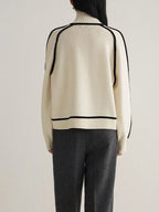 Women's Oversized Turtleneck Colorblock Knit Sweater Casual Winter Pullover - Lolly 