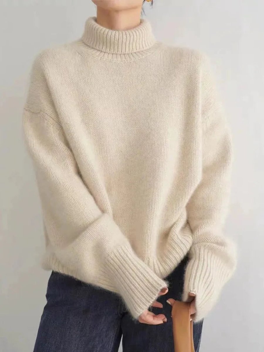 Women's Oversized Turtleneck Knit Sweater Chunky Pullover Casual Winter - Lolly 