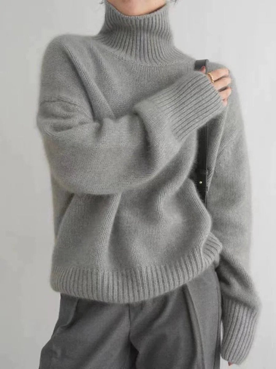 Women's Oversized Turtleneck Knit Sweater Chunky Pullover Casual Winter - Lolly 