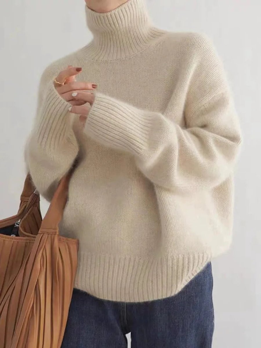 Women's Oversized Turtleneck Knit Sweater Chunky Pullover Casual Winter - Lolly 