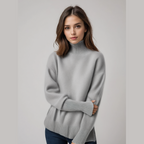 Women's Oversized Turtleneck Sweater Cashmere Pullover Casual Winter Knit - Lolly 