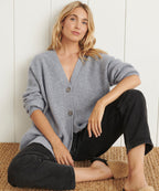 Women's Oversized V-Neck Cardigan Button-Up Ribbed Knit Casual Winter Sweater - Lolly 