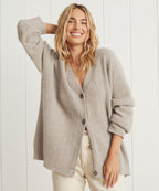 Women's Oversized V-Neck Cardigan Button-Up Ribbed Knit Casual Winter Sweater - Lolly 