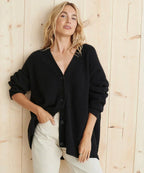 Women's Oversized V-Neck Cardigan Button-Up Ribbed Knit Casual Winter Sweater - Lolly 