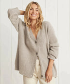 Women's Oversized V-Neck Cardigan Button-Up Ribbed Knit Casual Winter Sweater - Lolly 