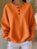 Women's Oversized Waffle Knit Henley Pullover Casual Fall Winter Sweater - Lolly 