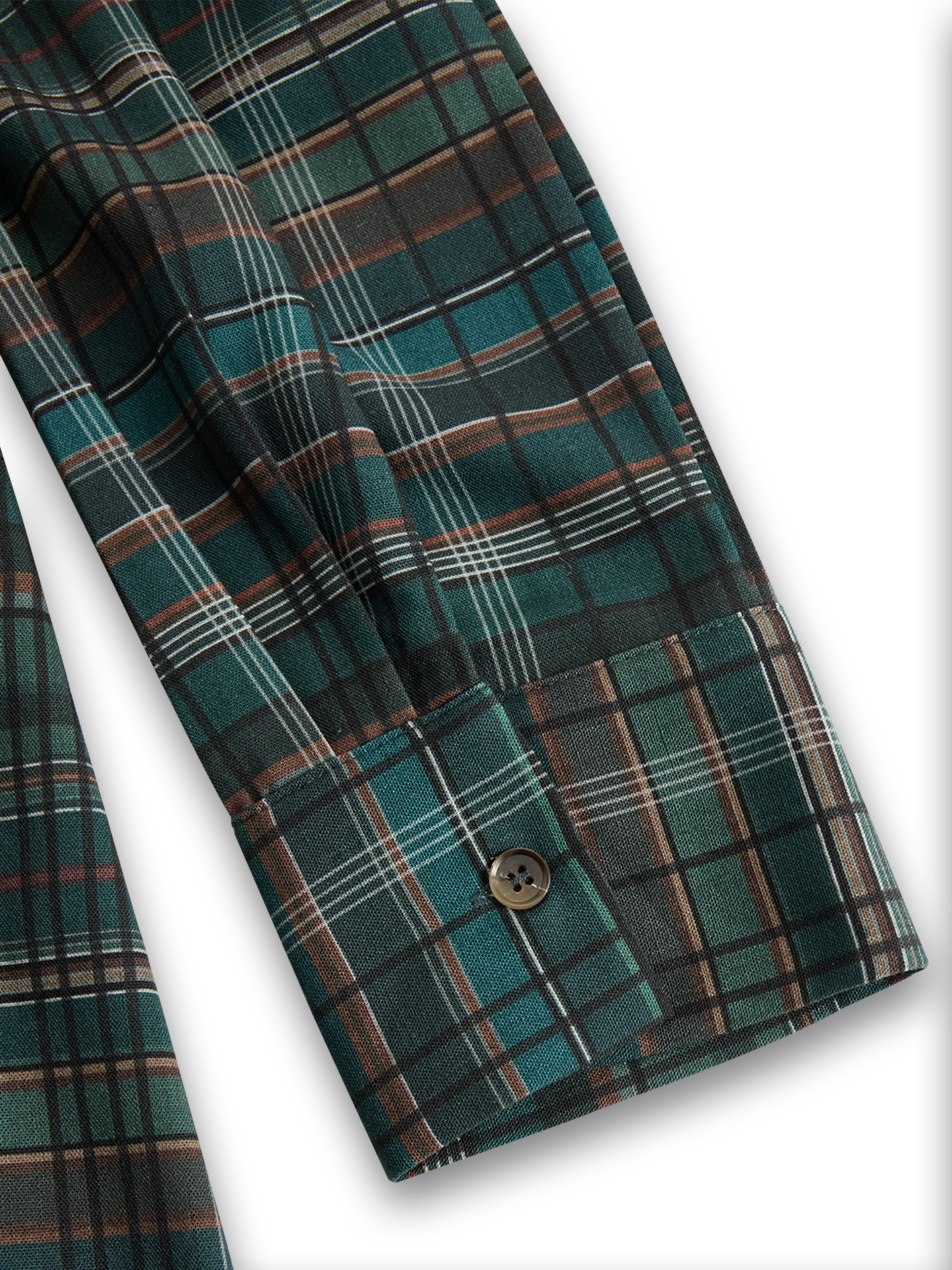 Women's Plaid Lapel Single-Breasted Shirt Long Dress Long Sleeve Casual Elegant – Green Tartan - Lolly 