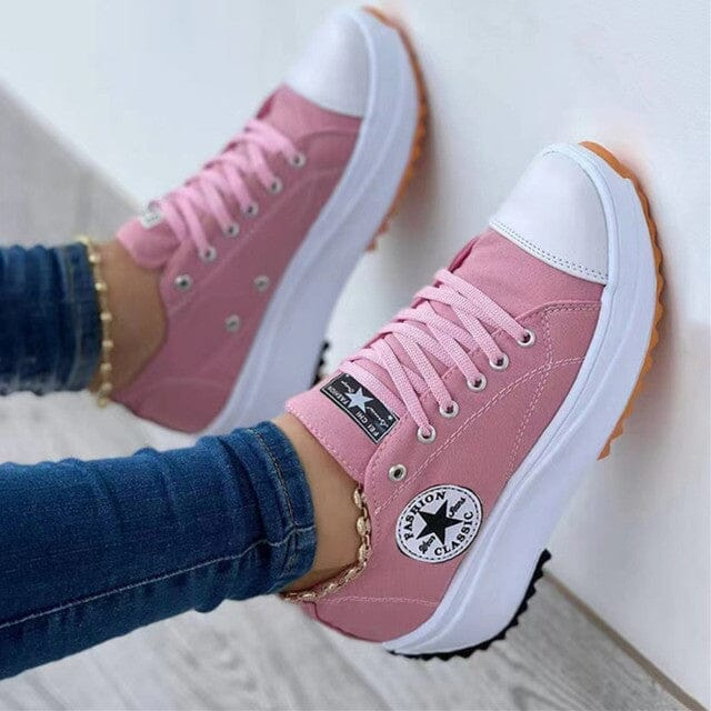 Women's Platform Canvas Sneakers Orthopedic Lace-Up Casual Everyday Streetwear Walking Comfort Trendy – Heidi Multicolor - Lolly 