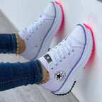Women's Platform Canvas Sneakers Orthopedic Lace-Up Casual Everyday Streetwear Walking Comfort Trendy – Heidi Multicolor - Lolly 