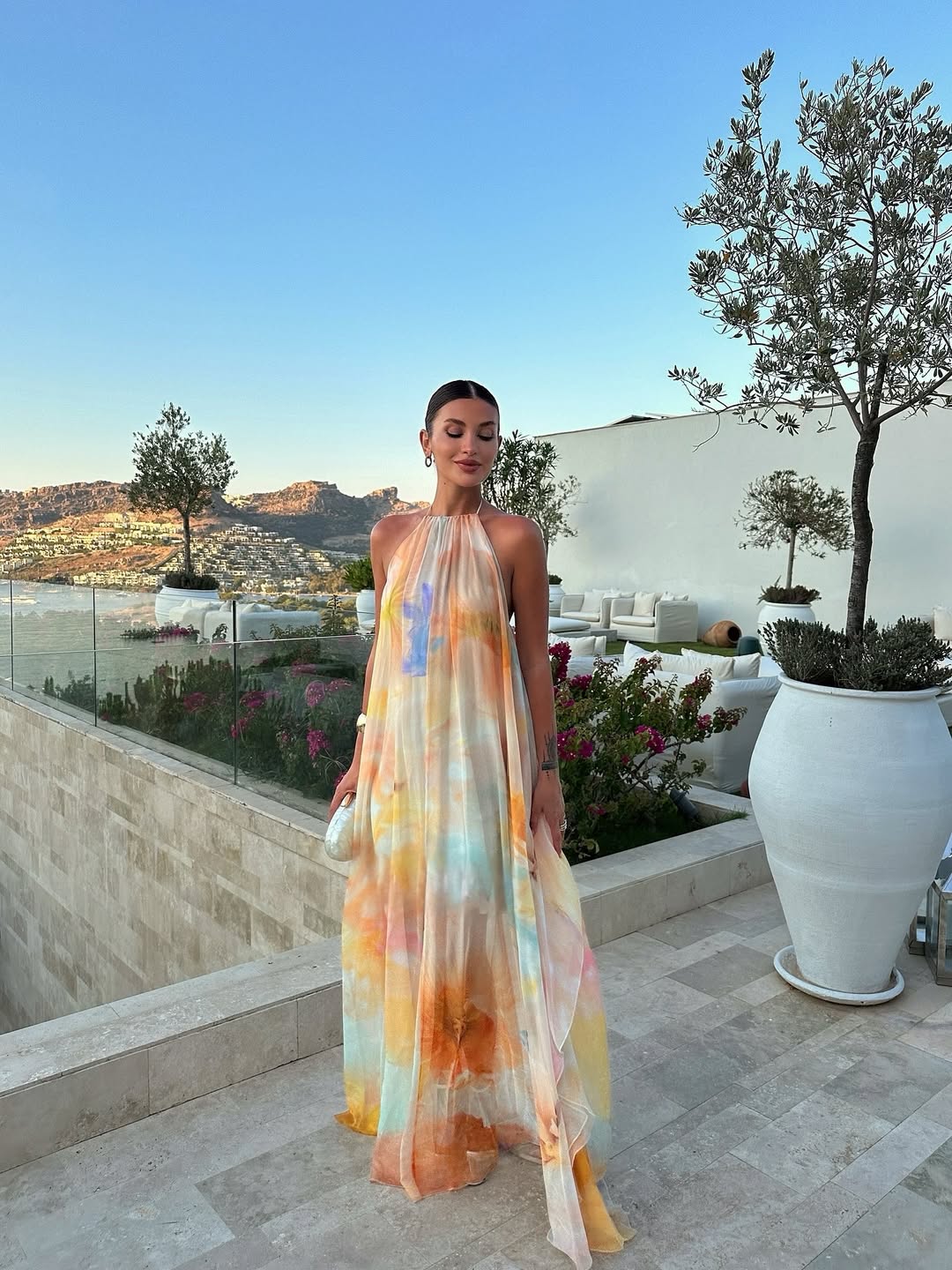 Women's Printed Halter Long Dress Summer Wedding Guest Garden Party Beach Vacation Boho Formal – Corinna - Lolly 