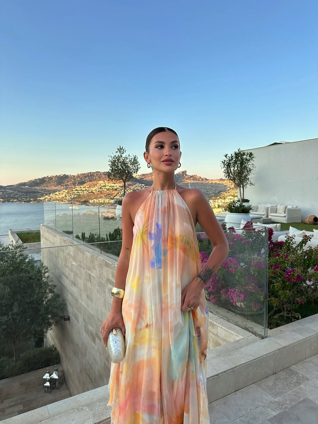 Women's Printed Halter Long Dress Summer Wedding Guest Garden Party Beach Vacation Boho Formal – Corinna - Lolly 