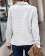 Women's Quarter-Zip Ribbed Pullover Sweater Stand Collar Casual Fall - Lolly 