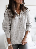 Women's Quarter-Zip Sweater Oversized Pullover Casual Winter Knit - Lolly 