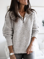 Women's Quarter-Zip Sweater Oversized Pullover Casual Winter Knit - Lolly 