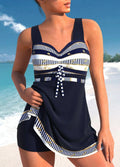 Women's Quick-Dry Swimsuit Heart Neckline Wide Straps Skirt Overlay Nylon Elastane Beach Stylish - Lolly 
