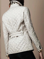 Women's Quilted Jacket Snap Button Turned-Down Collar Lightweight Fall Winter Outerwear - Lolly 