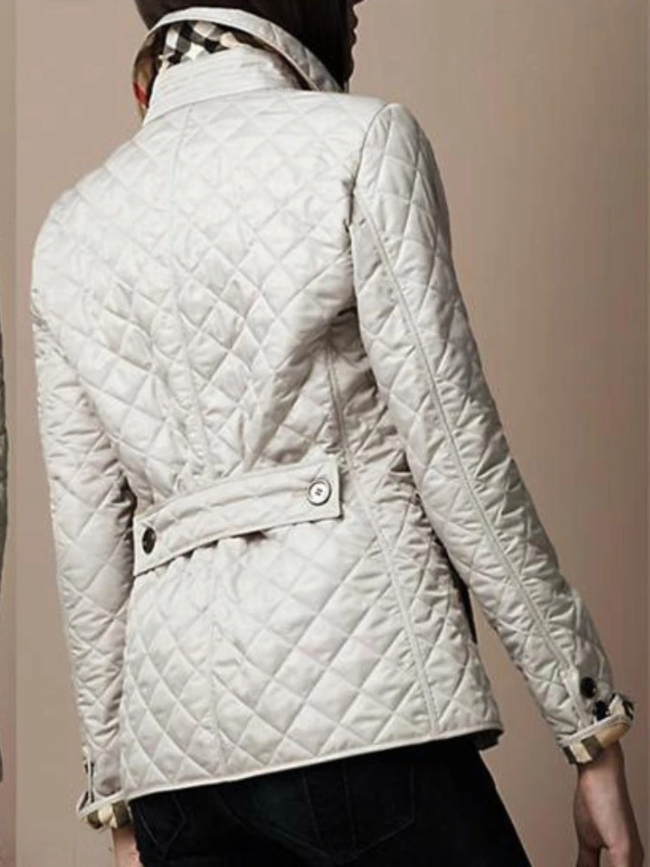 Women's Quilted Jacket Snap Button Turned-Down Collar Lightweight Fall Winter Outerwear - Lolly 