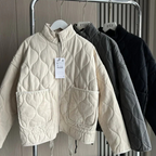 Women's Quilted Padded Jacket Full-Zip Stand Collar Winter Casual Outerwear - Lolly 