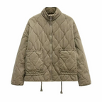 Women's Quilted Padded Jacket Full-Zip Stand Collar Winter Casual Outerwear - Lolly 
