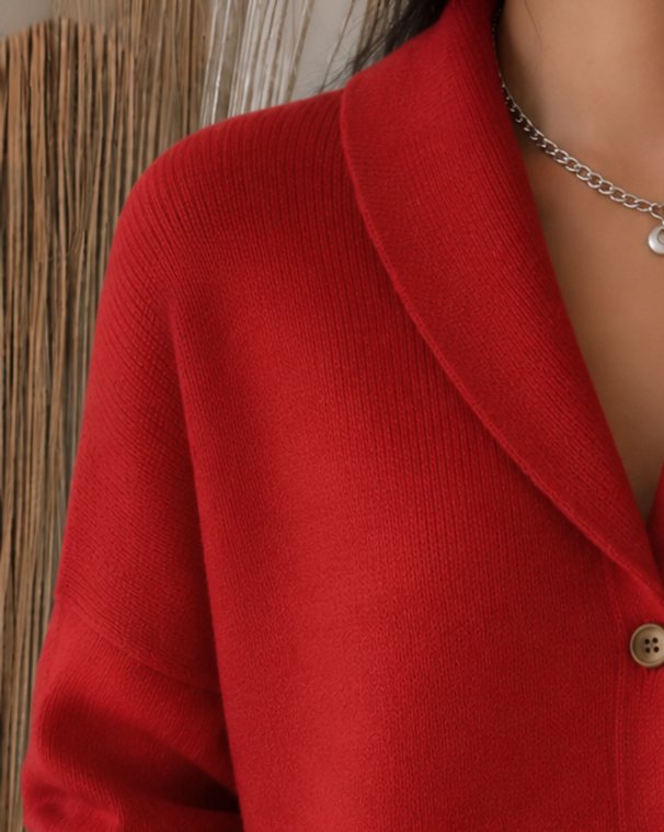 Women's Relaxed-Fit Button-Up Collared Knit Cardigan Casual Everyday Layering - Lolly 