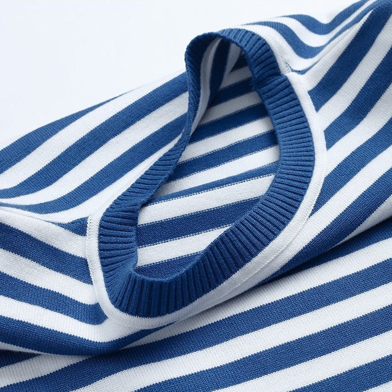 Women's Relaxed-Fit Nautical Striped Sweater Long Sleeve Crew Neck Casual Pullover - Lolly 
