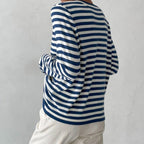 Women's Relaxed-Fit Nautical Striped Sweater Long Sleeve Crew Neck Casual Pullover - Lolly 