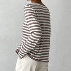 Women's Relaxed-Fit Nautical Striped Sweater Long Sleeve Crew Neck Casual Pullover - Lolly 